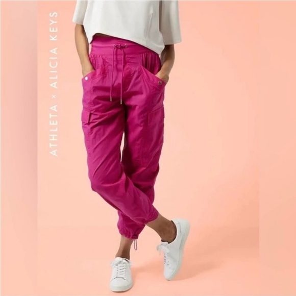 NEW Athleta X Alicia Keys High Waist Utility Pant NWOT fuschia lightweight - Picture 1 of 6